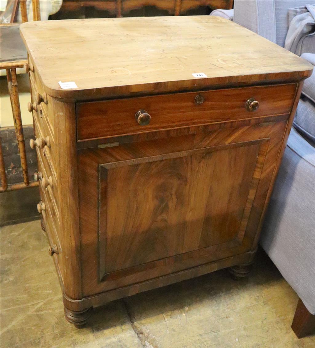 A Victorian rosewood Davenport type writing chest, width 73cm, depth 54cm, height 86cm